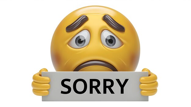 Photo sad emoji holding sorry sign d illustration