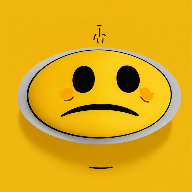 Sad Emoji with Pop Out Eyes Simple Emoticon on Yellow Background Vector Design