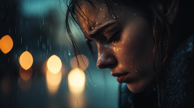 Photo a sad woman with tears on her face