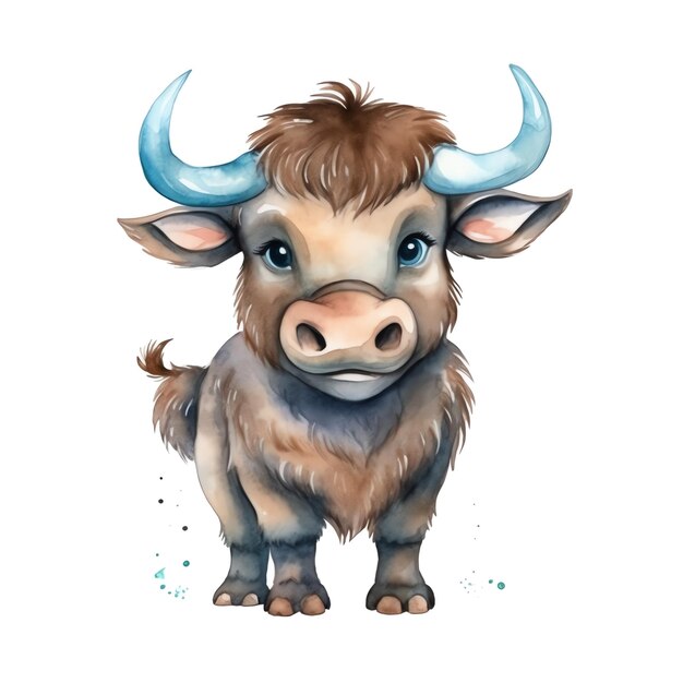 Safari Buffalo watercolor illustration safari animals clipart