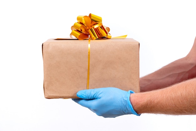 Safe contactless remote delivery of holiday gifts during the coronavirus pandemic.