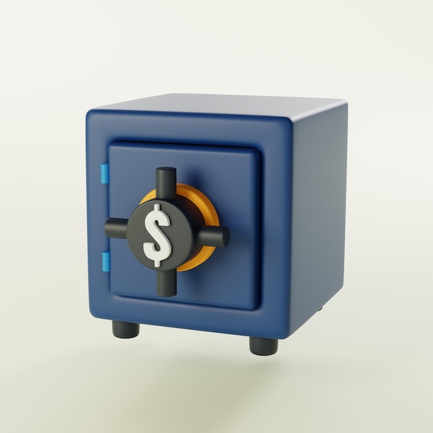 Photo safeguarding your valuables of a safe bank box icon 3d render