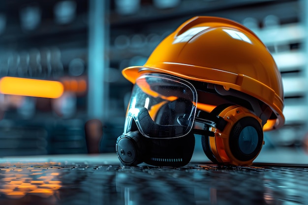 Safety Gear A CloseUp of an Orange Hard Hat and Protective Mask