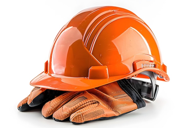 Safety Gear Orange Hard Hat and Work Gloves Ready for Action