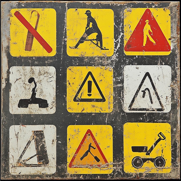 Photo safety signs and warnings for construction site awareness