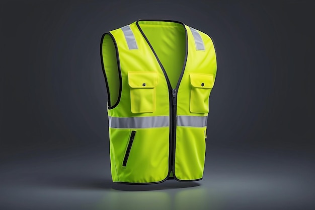 Safety vest jacket isolated security traffic and worker uniform wear Vector fluorescent green