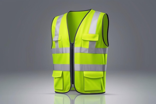 Safety vest jacket isolated security traffic and worker uniform wear Vector fluorescent green