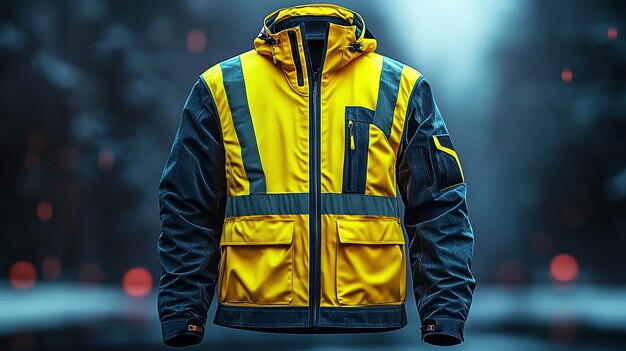 Photo safety vest jacket mockup isolated security traffic worker