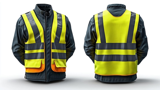 Photo safety vest jacket mockup isolated security traffic worker