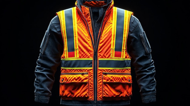 Photo safety vest jacket mockup isolated security traffic worker