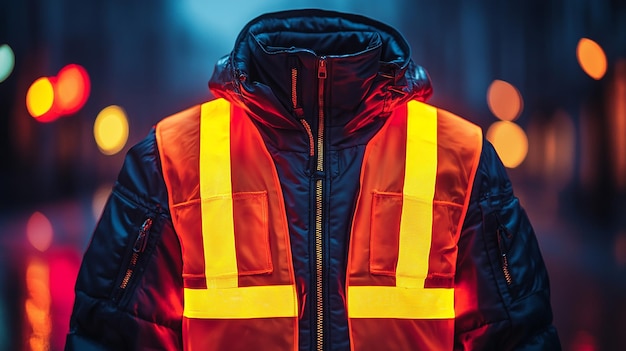 Photo safety vest jacket mockup isolated security traffic worker