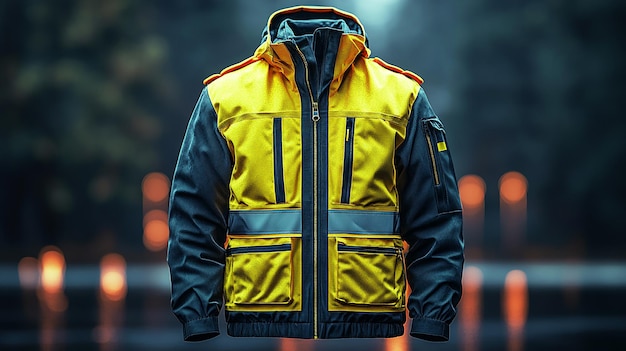 Photo safety vest jacket mockup isolated security traffic worker