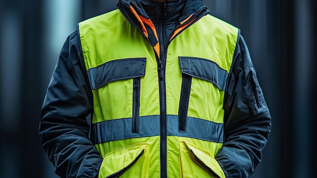 Photo safety vest jacket mockup isolated security traffic worker