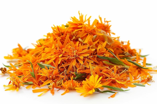 Photo safflower used as a food additive over white background