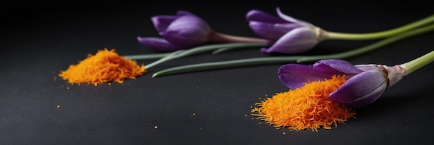 Photo saffron on a black background