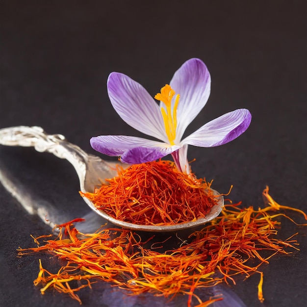 Saffron flower and white bowl