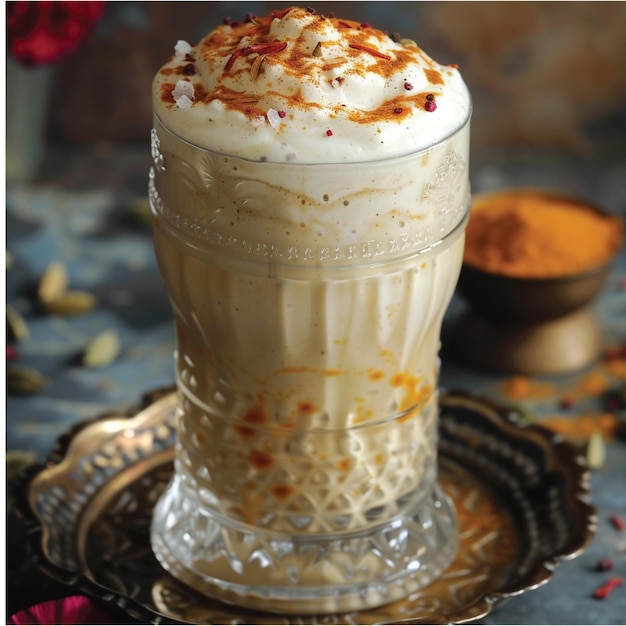 Photo saffron spice chai milkshake