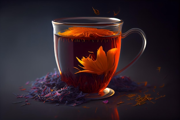 Saffron tea for iftar fasting ramadan arabic culture generative ai