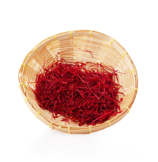 Saffron threads an isolated on white background