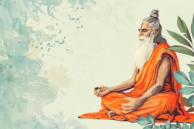 Sage Vyasa indian illustration background