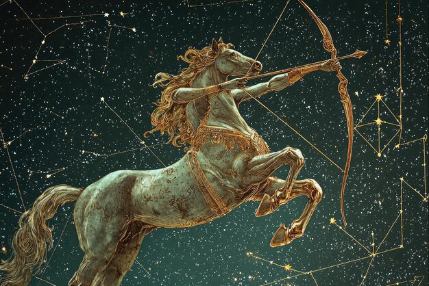 Photo sagittarius the archer a celestial dance among stars and constellations capturing the essence of mythology and wonder