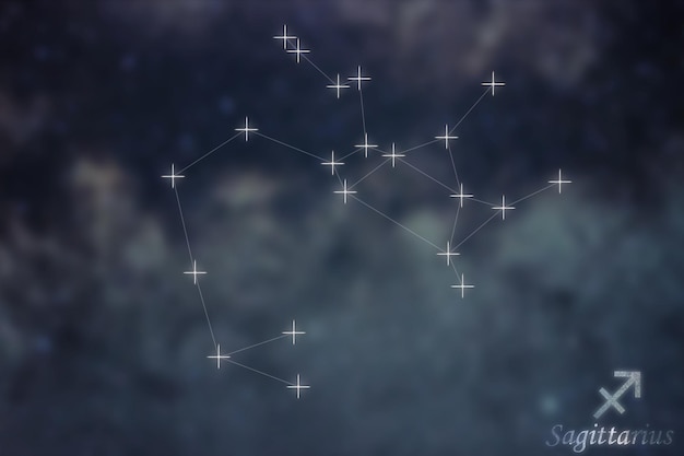 Sagittarius Constellation. Zodiac Sign Sagittarius constellation lines  Galaxy background Zodiac Sign