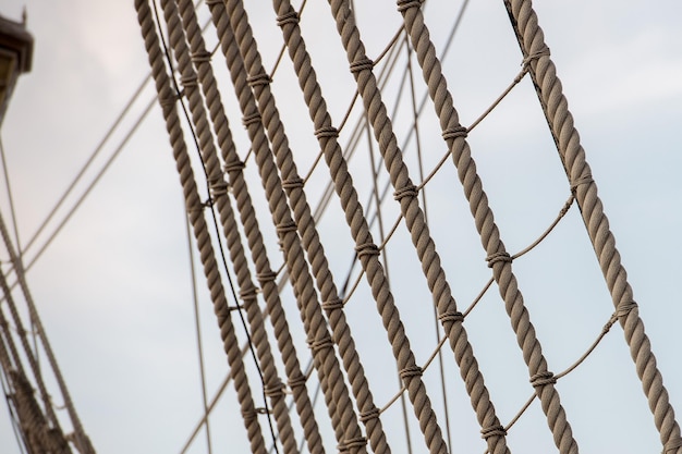 Sail ship shrouds detail on sky