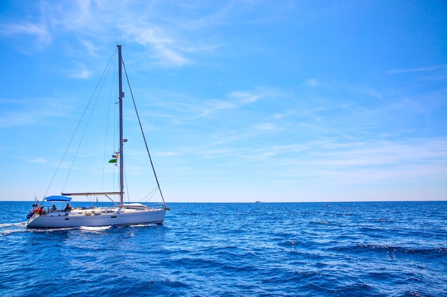 Sail yacht in the sea. Seascape