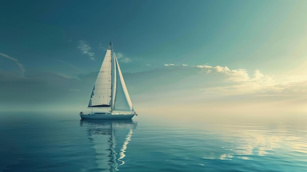 Sailboat on calm blue water