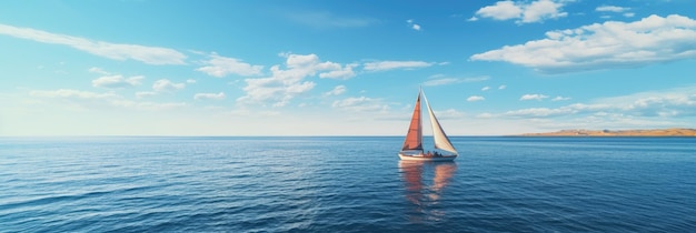 A sailboat on a clear day in the middle of the ocean Generative Ai