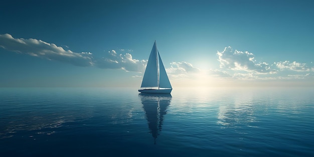 Photo sailboat gliding across blue ocean