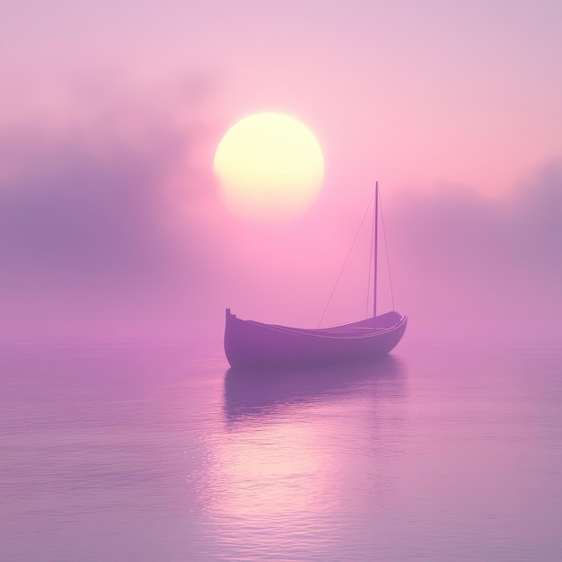 Photo a sailboat is floating in the water with the sun setting behind it