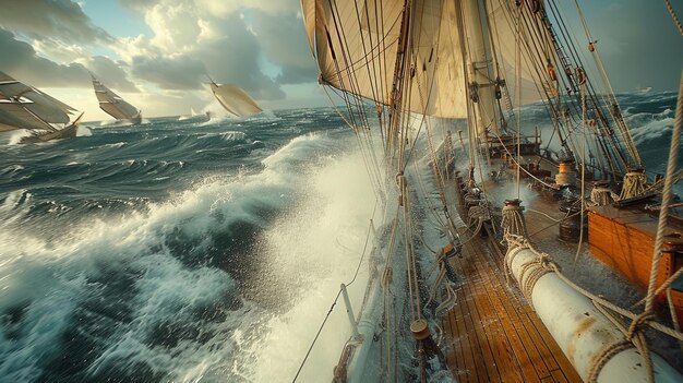 A sailboat is in the middle of a stormy sea