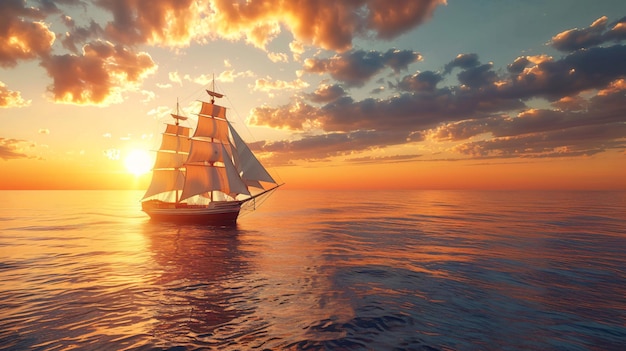 a sailboat is sailing on the sea at sunset