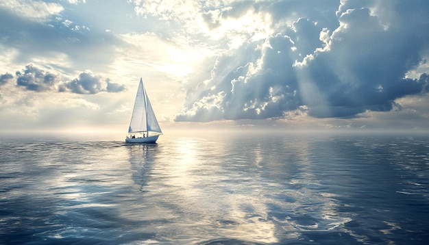 Sailboat journey on tranquil sea