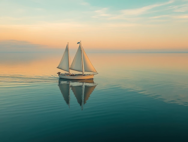 Sailboat navigating through calm waters symbolizing serenity