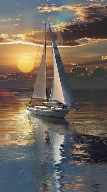 A sailboat on the ocean at sunset The sailboat