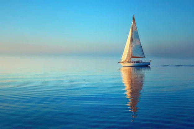 Photo a sailboat sailed smoothly on serene waters