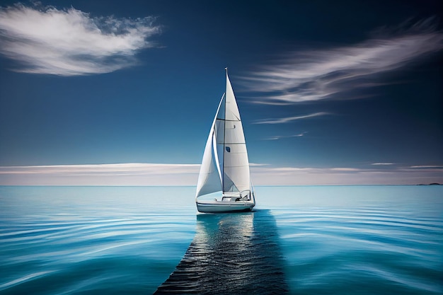 Sailboat sailing on blue water leisure activity generative AI