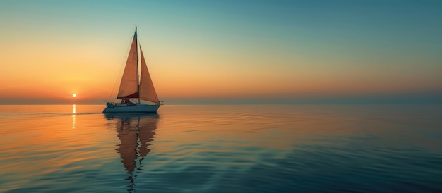 Sailboat at Sunset on Calm Waters