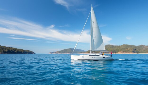 Photo a sailboat with the name of the company on the front