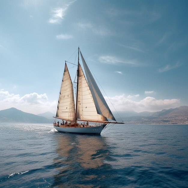 a sailboat with the sails down in the water.