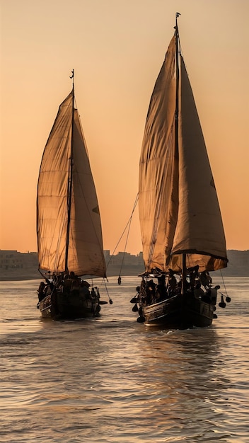 Photo sailboats on the nile river travelling egypt