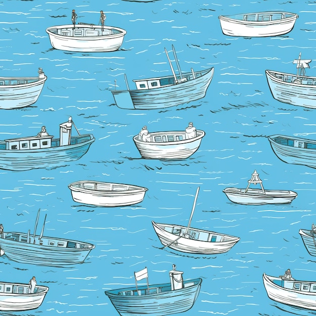 Sailboats pattern seamless