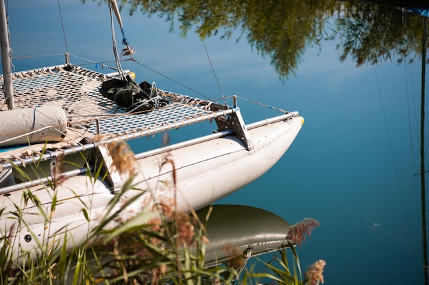 sailing boat details yacht on the sea