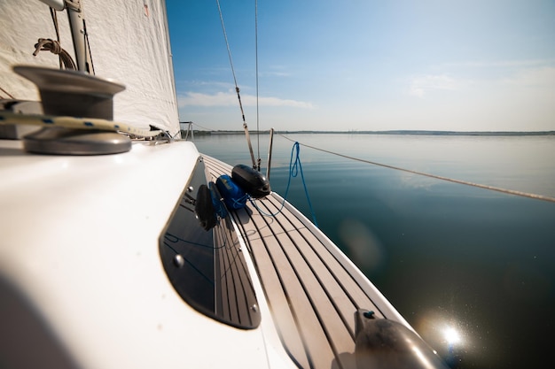 sailing boat details yacht on the sea