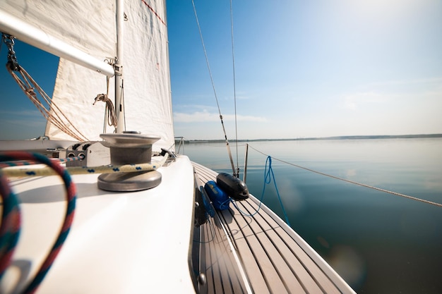 sailing boat details yacht on the sea