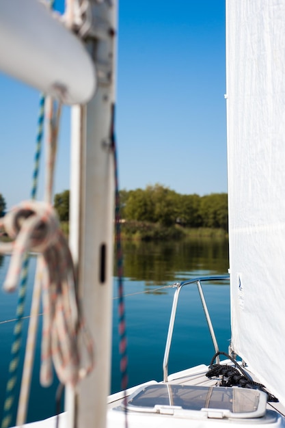 sailing boat details yacht on the sea