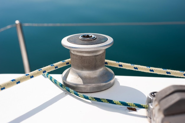 sailing boat details yacht on the sea