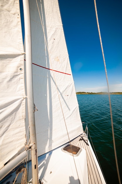 sailing boat details yacht on the sea